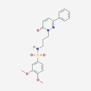 molecular formula C21H23N3O5S B2819834 3,4-dimethoxy-N-(3-(6-oxo-3-phenylpyridazin-1(6H)-yl)propyl)benzenesulfonamide CAS No. 1021120-56-8
