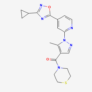 molecular formula C19H20N6O2S B2819844 4-{1-[4-(3-cyclopropyl-1,2,4-oxadiazol-5-yl)pyridin-2-yl]-5-methyl-1H-pyrazole-4-carbonyl}thiomorpholine CAS No. 1251708-89-0