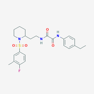 molecular formula C24H30FN3O4S B2819853 N'-(4-ethylphenyl)-N-{2-[1-(4-fluoro-3-methylbenzenesulfonyl)piperidin-2-yl]ethyl}ethanediamide CAS No. 898460-95-2