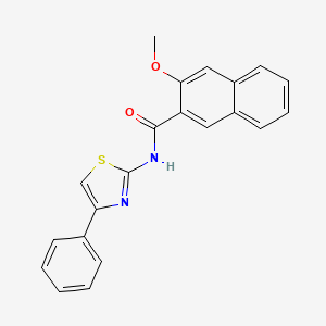 molecular formula C21H16N2O2S B2819868 3-methoxy-N-(4-phenyl-1,3-thiazol-2-yl)naphthalene-2-carboxamide CAS No. 312914-29-7