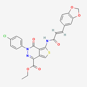molecular formula C25H18ClN3O6S B2819871 (E)-ethyl 5-(3-(benzo[d][1,3]dioxol-5-yl)acrylamido)-3-(4-chlorophenyl)-4-oxo-3,4-dihydrothieno[3,4-d]pyridazine-1-carboxylate CAS No. 851950-67-9