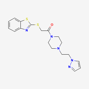 molecular formula C18H21N5OS2 B2819872 1-(4-(2-(1H-pyrazol-1-yl)ethyl)piperazin-1-yl)-2-(benzo[d]thiazol-2-ylthio)ethanone CAS No. 1334375-50-6