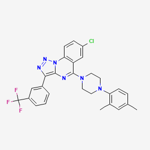 molecular formula C28H24ClF3N6 B2819875 7-Chloro-5-[4-(2,4-dimethylphenyl)piperazin-1-yl]-3-[3-(trifluoromethyl)phenyl][1,2,3]triazolo[1,5-a]quinazoline CAS No. 893789-66-7