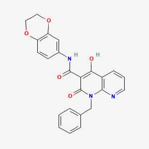 molecular formula C24H19N3O5 B2819896 1-benzyl-N-(2,3-dihydro-1,4-benzodioxin-6-yl)-4-hydroxy-2-oxo-1,2-dihydro-1,8-naphthyridine-3-carboxamide CAS No. 1251605-88-5