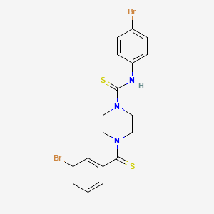 N-(4-bromophenyl)-4-(3-bromophenylcarbonothioyl)piperazine-1-carbothioamide