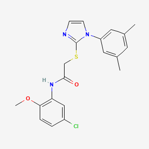 molecular formula C20H20ClN3O2S B2819912 N-(5-chloro-2-methoxyphenyl)-2-((1-(3,5-dimethylphenyl)-1H-imidazol-2-yl)thio)acetamide CAS No. 851132-15-5