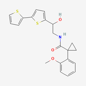molecular formula C21H21NO3S2 B2819921 N-(2-{[2,2'-bithiophene]-5-yl}-2-hydroxyethyl)-1-(2-methoxyphenyl)cyclopropane-1-carboxamide CAS No. 2097899-88-0