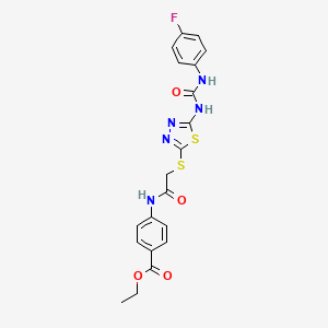 Ethyl 4-(2-((5-(3-(4-fluorophenyl)ureido)-1,3,4-thiadiazol-2-yl)thio)acetamido)benzoate