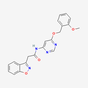 molecular formula C21H18N4O4 B2819948 2-(1,2-benzoxazol-3-yl)-N-{6-[(2-methoxyphenyl)methoxy]pyrimidin-4-yl}acetamide CAS No. 1396764-89-8