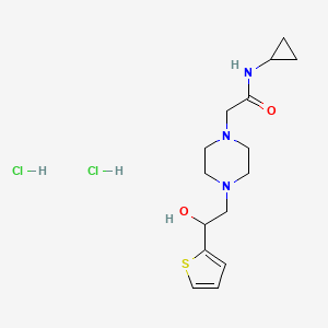 molecular formula C15H25Cl2N3O2S B2819950 N-CYCLOPROPYL-2-{4-[2-HYDROXY-2-(THIOPHEN-2-YL)ETHYL]PIPERAZIN-1-YL}ACETAMIDE DIHYDROCHLORIDE CAS No. 1396875-66-3