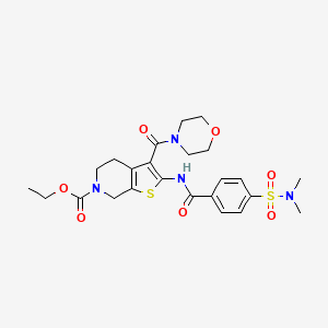 molecular formula C24H30N4O7S2 B2819958 ethyl 2-(4-(N,N-dimethylsulfamoyl)benzamido)-3-(morpholine-4-carbonyl)-4,5-dihydrothieno[2,3-c]pyridine-6(7H)-carboxylate CAS No. 449782-33-6