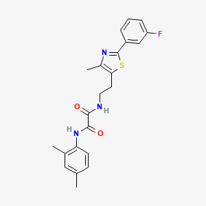molecular formula C22H22FN3O2S B2819975 N'-(2,4-dimethylphenyl)-N-{2-[2-(3-fluorophenyl)-4-methyl-1,3-thiazol-5-yl]ethyl}ethanediamide CAS No. 895804-60-1