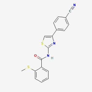 molecular formula C18H13N3OS2 B2819999 N-(4-(4-cyanophenyl)thiazol-2-yl)-2-(methylthio)benzamide CAS No. 896345-81-6