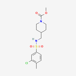 molecular formula C15H21ClN2O4S B2820040 Methyl 4-((3-chloro-4-methylphenylsulfonamido)methyl)piperidine-1-carboxylate CAS No. 1234911-40-0