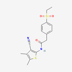 molecular formula C17H18N2O3S2 B2820042 N-(3-cyano-4,5-dimethylthiophen-2-yl)-2-(4-(ethylsulfonyl)phenyl)acetamide CAS No. 941972-55-0