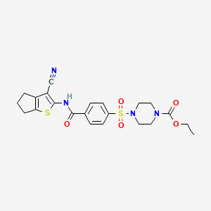 molecular formula C22H24N4O5S2 B2820048 ethyl 4-[4-({3-cyano-4H,5H,6H-cyclopenta[b]thiophen-2-yl}carbamoyl)benzenesulfonyl]piperazine-1-carboxylate CAS No. 398998-82-8