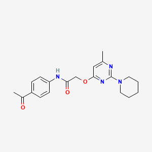 molecular formula C20H24N4O3 B2820055 N-(4-acetylphenyl)-2-{[6-methyl-2-(piperidin-1-yl)pyrimidin-4-yl]oxy}acetamide CAS No. 1029748-23-9