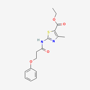 molecular formula C16H18N2O4S B2820060 ETHYL 4-METHYL-2-(3-PHENOXYPROPANAMIDO)-1,3-THIAZOLE-5-CARBOXYLATE CAS No. 441289-57-2