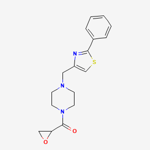 molecular formula C17H19N3O2S B2820074 Oxiran-2-yl-[4-[(2-phenyl-1,3-thiazol-4-yl)methyl]piperazin-1-yl]methanone CAS No. 2411266-96-9