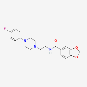 molecular formula C20H22FN3O3 B2820104 N-(2-(4-(4-fluorophenyl)piperazin-1-yl)ethyl)benzo[d][1,3]dioxole-5-carboxamide CAS No. 1049369-38-1