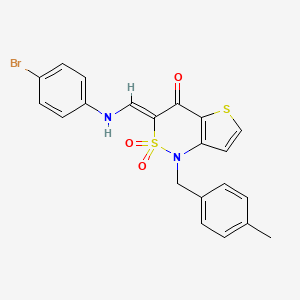 molecular formula C21H17BrN2O3S2 B2820109 (3Z)-3-{[(4-bromophenyl)amino]methylidene}-1-[(4-methylphenyl)methyl]-1H,3H,4H-2lambda6-thieno[3,2-c][1,2]thiazine-2,2,4-trione CAS No. 894673-92-8
