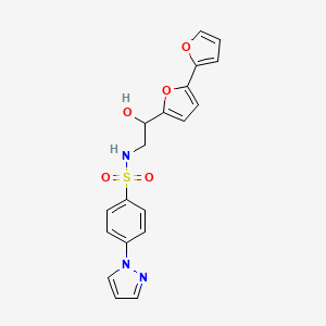 molecular formula C19H17N3O5S B2820118 N-(2-{[2,2'-bifuran]-5-yl}-2-hydroxyethyl)-4-(1H-pyrazol-1-yl)benzene-1-sulfonamide CAS No. 2320929-24-4
