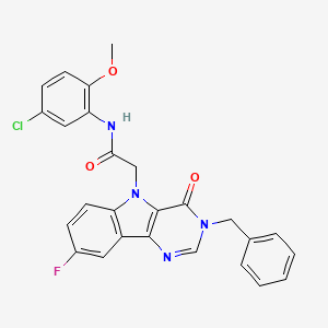 molecular formula C26H20ClFN4O3 B2820134 2-(3-benzyl-8-fluoro-4-oxo-3H-pyrimido[5,4-b]indol-5(4H)-yl)-N-(5-chloro-2-methoxyphenyl)acetamide CAS No. 1189648-99-4