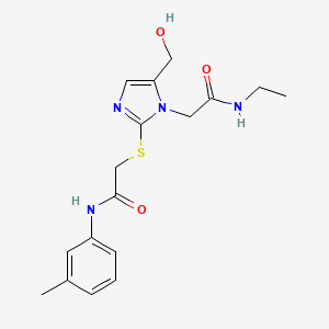 molecular formula C17H22N4O3S B2820137 N-ethyl-2-(5-(hydroxymethyl)-2-((2-oxo-2-(m-tolylamino)ethyl)thio)-1H-imidazol-1-yl)acetamide CAS No. 923677-12-7