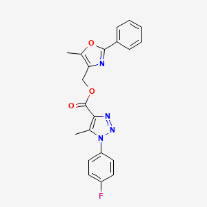 molecular formula C21H17FN4O3 B2820175 (5-methyl-2-phenyl-1,3-oxazol-4-yl)methyl 1-(4-fluorophenyl)-5-methyl-1H-1,2,3-triazole-4-carboxylate CAS No. 946216-33-7