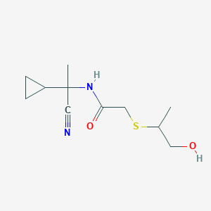 molecular formula C11H18N2O2S B2820195 N-(1-Cyano-1-cyclopropylethyl)-2-(1-hydroxypropan-2-ylsulfanyl)acetamide CAS No. 1385431-74-2