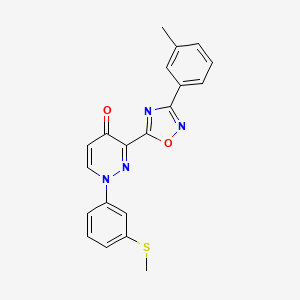 molecular formula C20H16N4O2S B2820207 3-[3-(3-Methylphenyl)-1,2,4-oxadiazol-5-yl]-1-[3-(methylsulfanyl)phenyl]-1,4-dihydropyridazin-4-one CAS No. 1251649-30-5