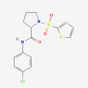 molecular formula C15H15ClN2O3S2 B2820210 N-(4-chlorophenyl)-1-(thiophen-2-ylsulfonyl)pyrrolidine-2-carboxamide CAS No. 1008935-26-9