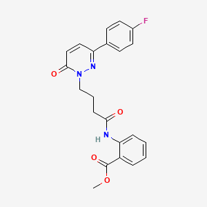 molecular formula C22H20FN3O4 B2820212 methyl 2-(4-(3-(4-fluorophenyl)-6-oxopyridazin-1(6H)-yl)butanamido)benzoate CAS No. 946266-49-5