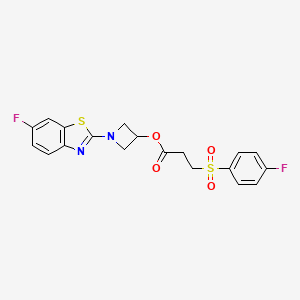 molecular formula C19H16F2N2O4S2 B2820221 1-(6-Fluorobenzo[d]thiazol-2-yl)azetidin-3-yl 3-((4-fluorophenyl)sulfonyl)propanoate CAS No. 1396858-49-3