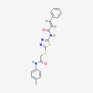 molecular formula C20H18N4O2S2 B2820273 N-(5-((2-oxo-2-(p-tolylamino)ethyl)thio)-1,3,4-thiadiazol-2-yl)cinnamamide CAS No. 392291-34-8