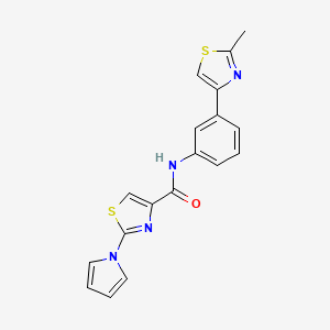 molecular formula C18H14N4OS2 B2820279 N-(3-(2-methylthiazol-4-yl)phenyl)-2-(1H-pyrrol-1-yl)thiazole-4-carboxamide CAS No. 1207054-44-1