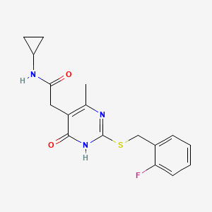N-cyclopropyl-2-(2-((2-fluorobenzyl)thio)-4-methyl-6-oxo-1,6-dihydropyrimidin-5-yl)acetamide
