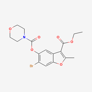 molecular formula C17H18BrNO6 B2820293 6-Bromo-3-(ethoxycarbonyl)-2-methyl-1-benzofuran-5-yl morpholine-4-carboxylate CAS No. 384349-17-1