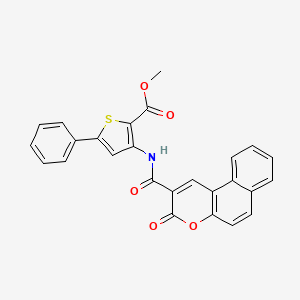 molecular formula C26H17NO5S B2820314 methyl 3-(3-oxo-3H-benzo[f]chromene-2-carboxamido)-5-phenylthiophene-2-carboxylate CAS No. 477538-29-7