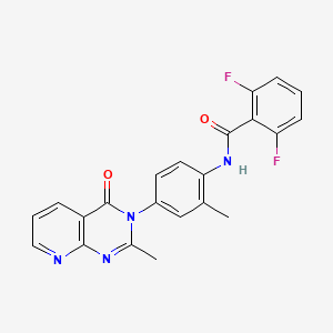 molecular formula C22H16F2N4O2 B2820357 2,6-difluoro-N-(2-methyl-4-{2-methyl-4-oxo-3H,4H-pyrido[2,3-d]pyrimidin-3-yl}phenyl)benzamide CAS No. 921817-56-3