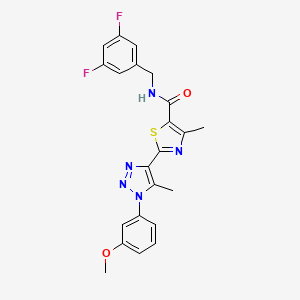 molecular formula C22H19F2N5O2S B2820362 N-[(3,5-difluorophenyl)methyl]-2-[1-(3-methoxyphenyl)-5-methyl-1H-1,2,3-triazol-4-yl]-4-methyl-1,3-thiazole-5-carboxamide CAS No. 1251632-99-1