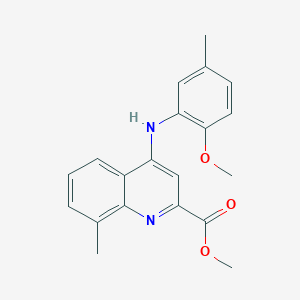 molecular formula C20H20N2O3 B2820393 Methyl 4-[(2-methoxy-5-methylphenyl)amino]-8-methylquinoline-2-carboxylate CAS No. 1226442-30-3