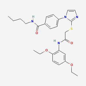 molecular formula C26H32N4O4S B2820415 N-butyl-4-[2-({[(2,5-diethoxyphenyl)carbamoyl]methyl}sulfanyl)-1H-imidazol-1-yl]benzamide CAS No. 1207013-74-8