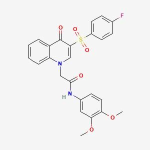 molecular formula C25H21FN2O6S B2820444 N-(3,4-dimethoxyphenyl)-2-[3-(4-fluorobenzenesulfonyl)-4-oxo-1,4-dihydroquinolin-1-yl]acetamide CAS No. 866729-33-1