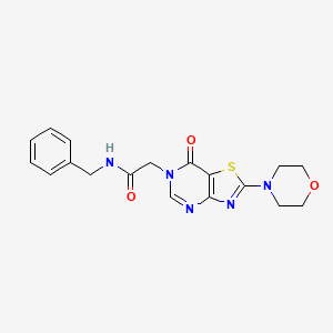 molecular formula C18H19N5O3S B2820473 N-benzyl-2-(2-morpholino-7-oxothiazolo[4,5-d]pyrimidin-6(7H)-yl)acetamide CAS No. 1223963-29-8