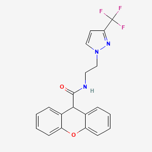 molecular formula C20H16F3N3O2 B2820487 N-(2-(3-(trifluoromethyl)-1H-pyrazol-1-yl)ethyl)-9H-xanthene-9-carboxamide CAS No. 1448037-28-2
