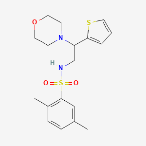 molecular formula C18H24N2O3S2 B2820496 2,5-dimethyl-N-(2-morpholino-2-(thiophen-2-yl)ethyl)benzenesulfonamide CAS No. 899999-39-4