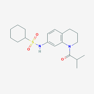 molecular formula C19H28N2O3S B2820524 N-(1-isobutyryl-1,2,3,4-tetrahydroquinolin-7-yl)cyclohexanesulfonamide CAS No. 941950-22-7