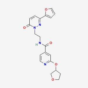 molecular formula C20H20N4O5 B2820549 N-(2-(3-(furan-2-yl)-6-oxopyridazin-1(6H)-yl)ethyl)-2-((tetrahydrofuran-3-yl)oxy)isonicotinamide CAS No. 1903653-99-5