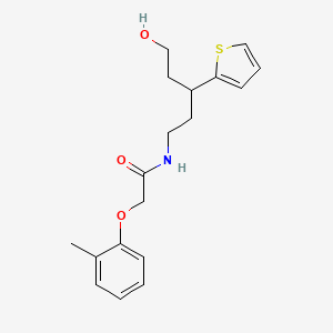 molecular formula C18H23NO3S B2820550 N-(5-hydroxy-3-(thiophen-2-yl)pentyl)-2-(o-tolyloxy)acetamide CAS No. 2034591-84-7